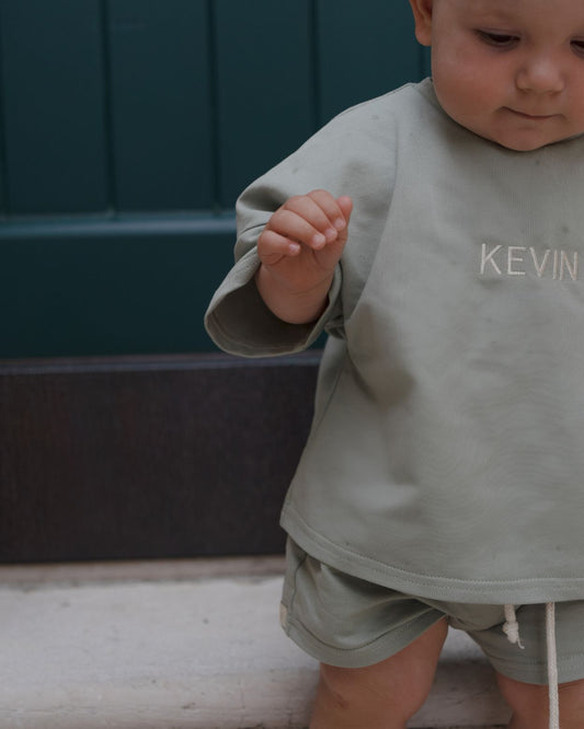 Personalized set - t-shirt with shorts - Sage