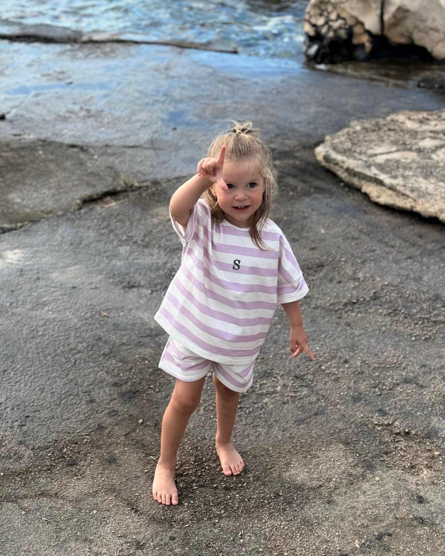 Personalized set - t-shirt with shorts - Lila